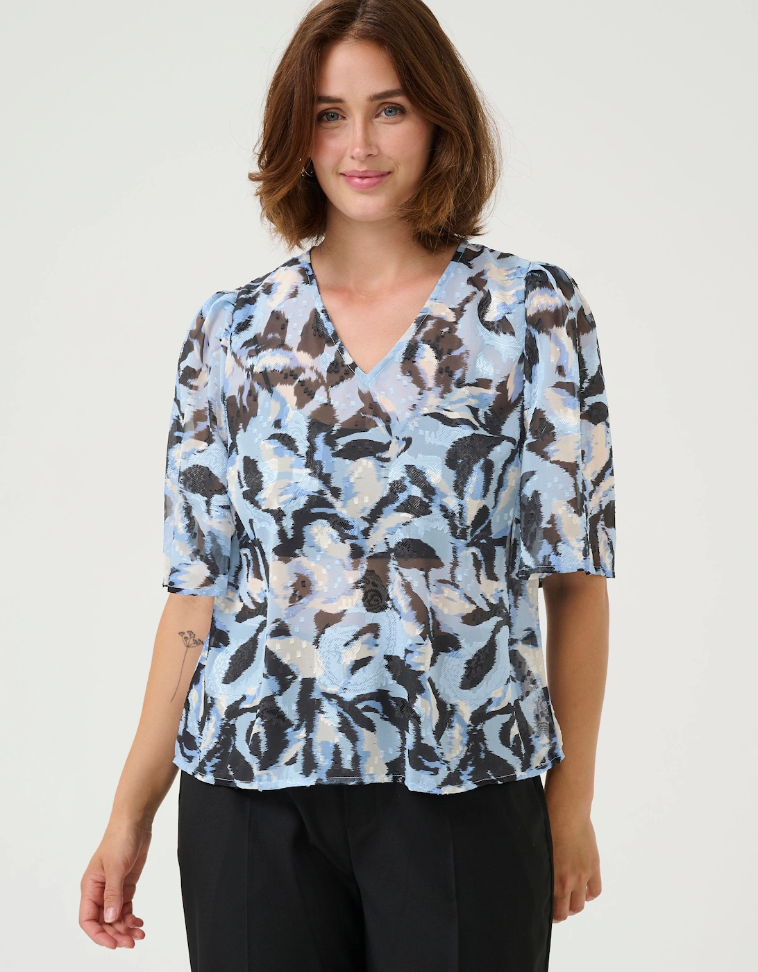 KAelina V-Neck Floral Print Blouse Floral, 2 of 1