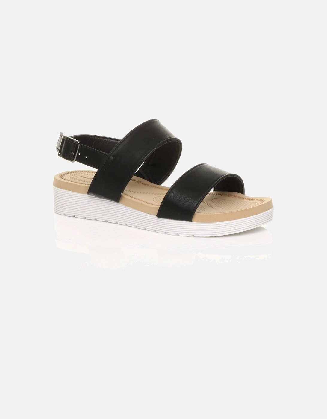 Low Wedge Heel Strappy Faux Leather Flatforms, 2 of 1