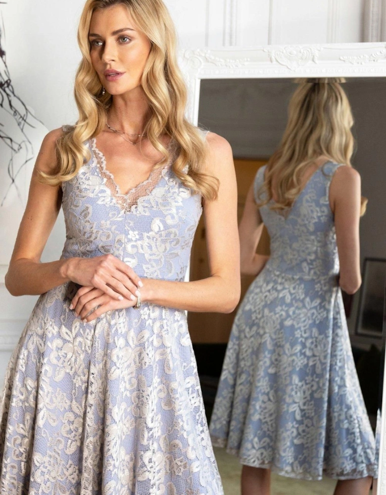 V-Neck Floral Lace Dress