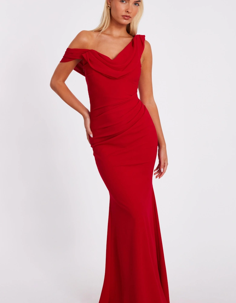 Red Drop Sleeve Maxi Dress