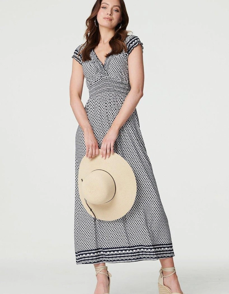 Geo Border Print Empire Maxi Dress