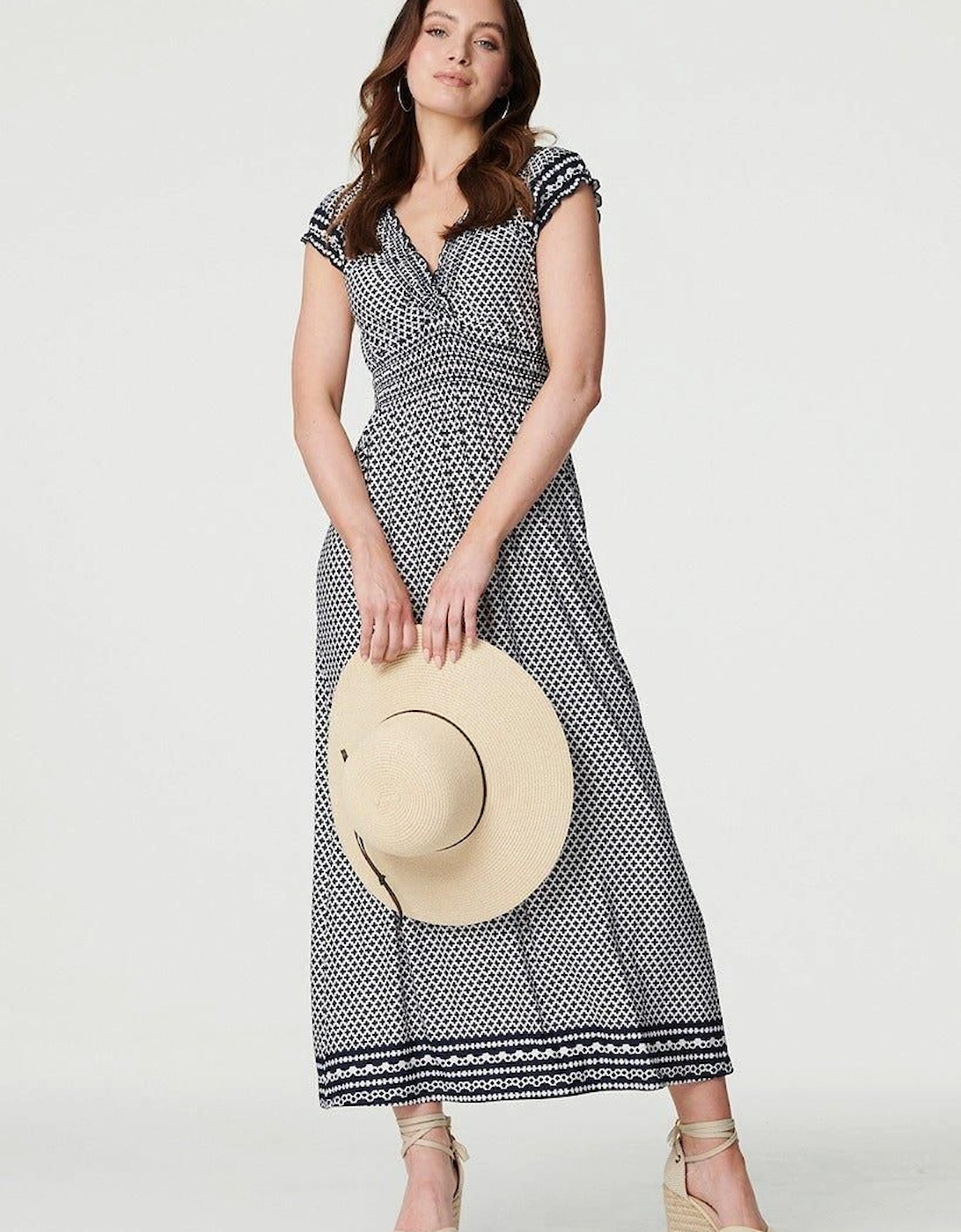 Geo Border Print Empire Maxi Dress, 2 of 1