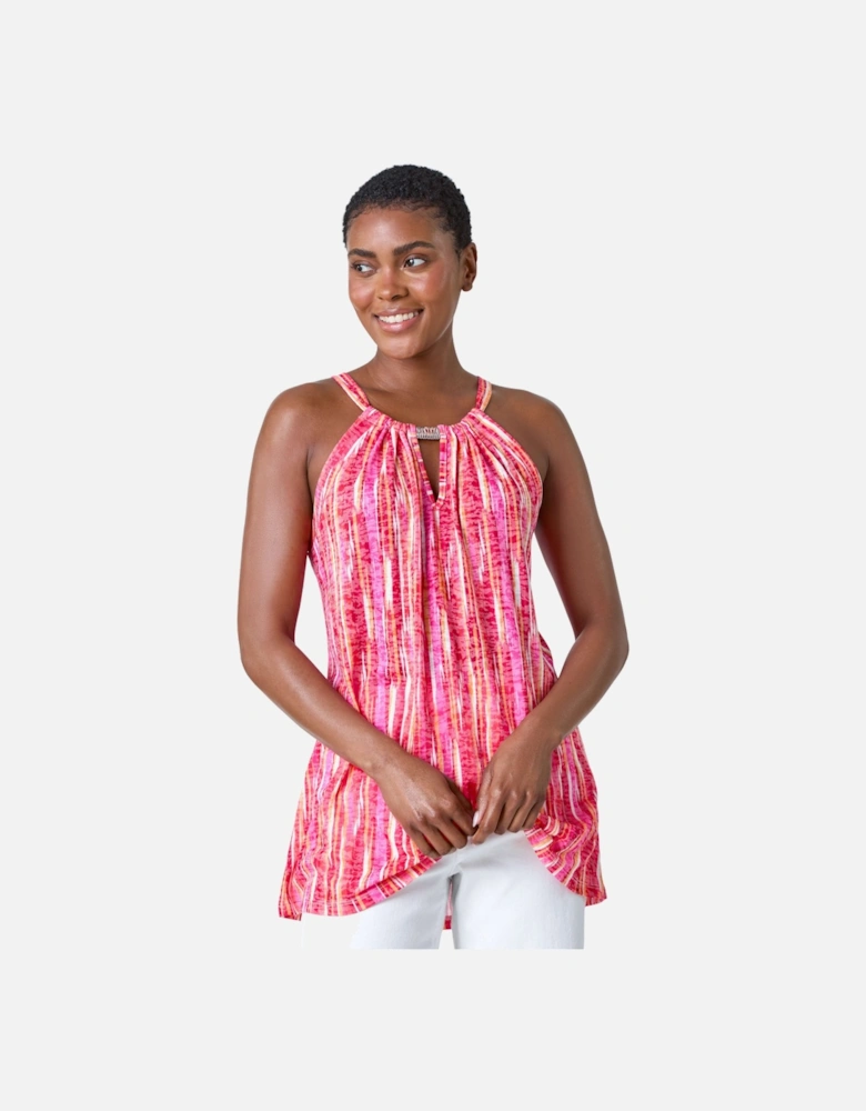 Abstract Print Halter Neck Top