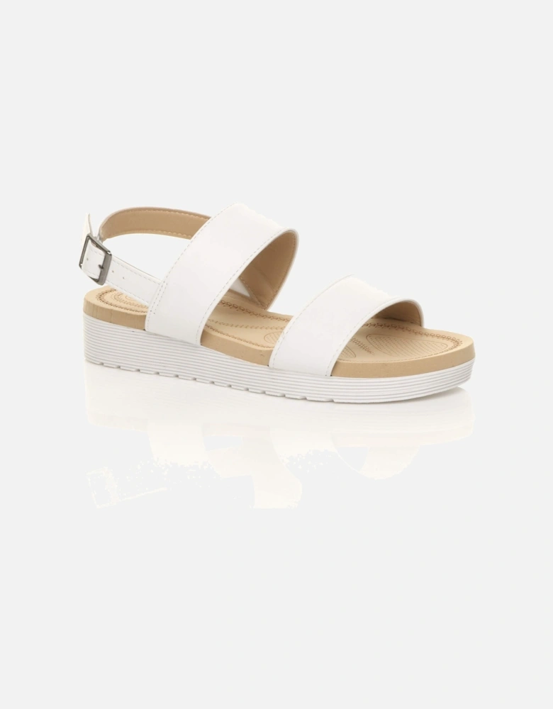 Low Wedge Heel Strappy Faux Leather Flatforms