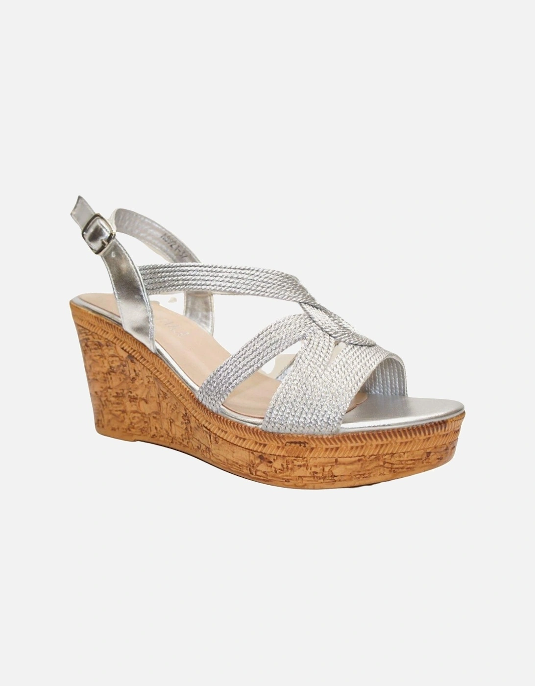 Wedge Ladies Strappy Metallic Sandal, 2 of 1