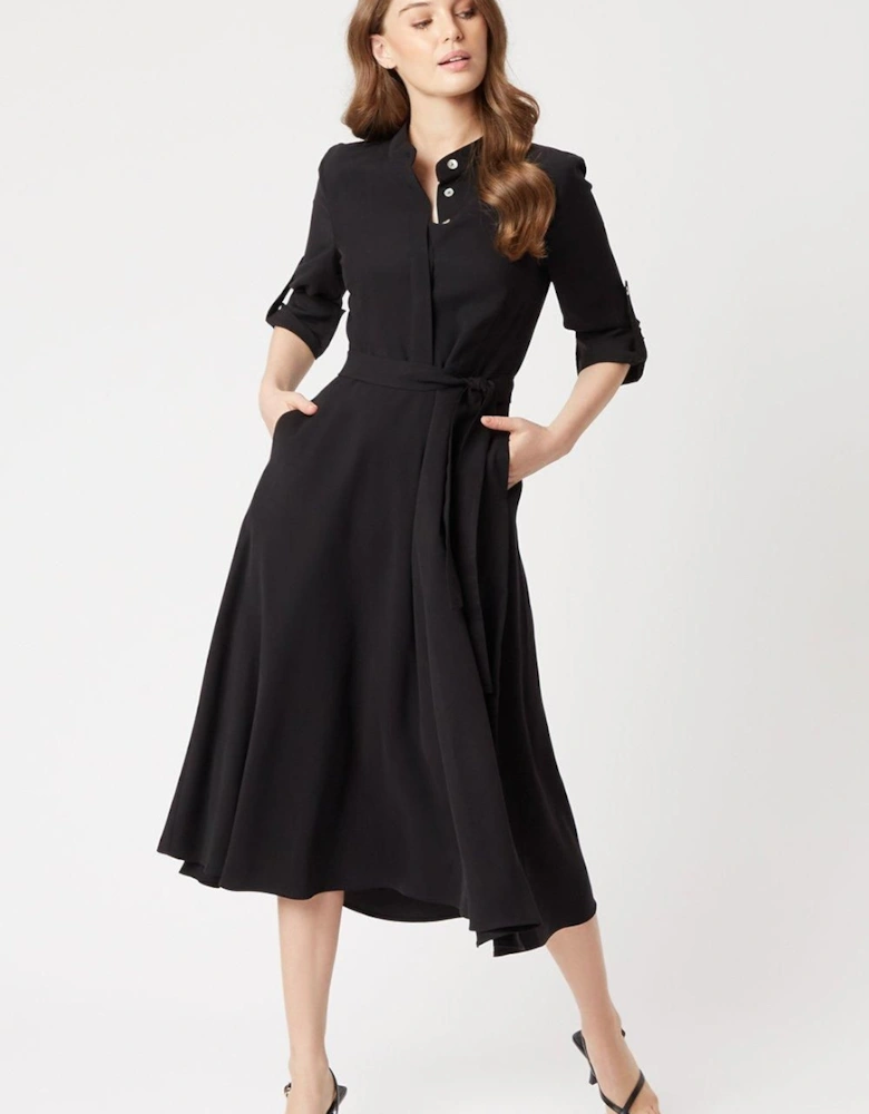Roll Sleeve Midi Dress
