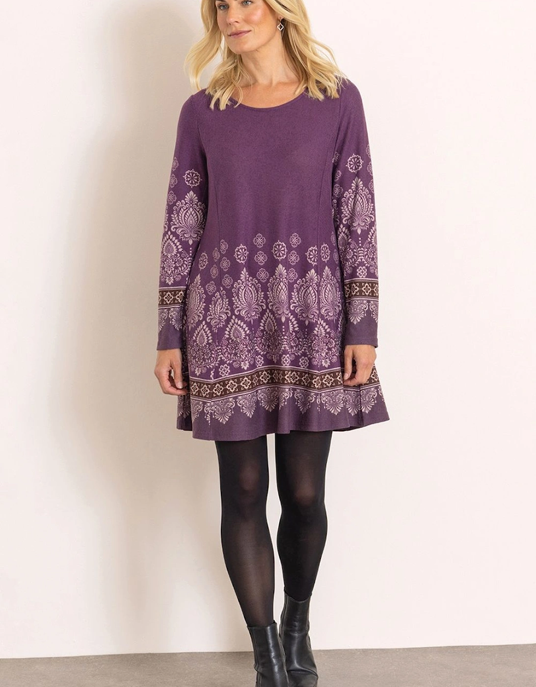 Embellished Border Print Knitted Tunic, 2 of 1