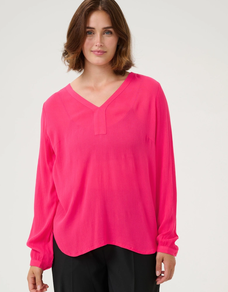 Amber Long Sleeve V-Neck Blouse Plain