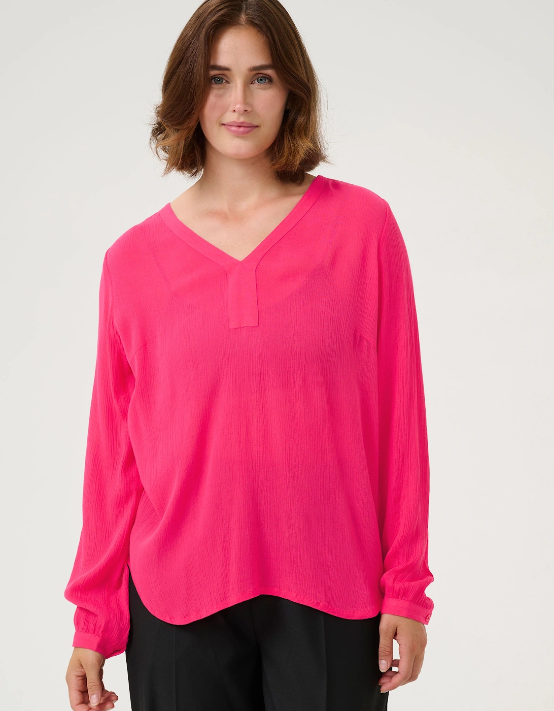 Amber Long Sleeve V-Neck Blouse Plain, 2 of 1