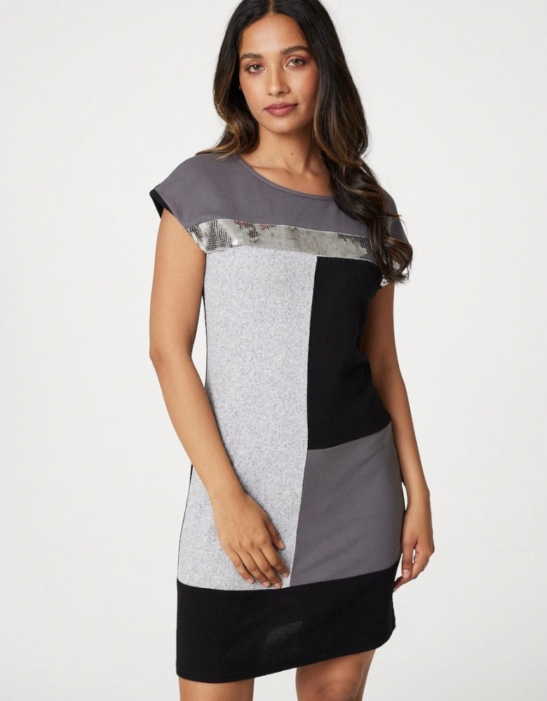 Sequin Colour Block Short Dress