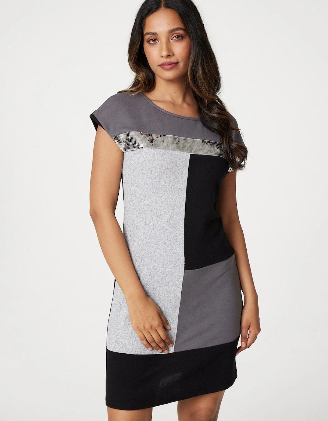 Sequin Colour Block Short Dress, 2 of 1