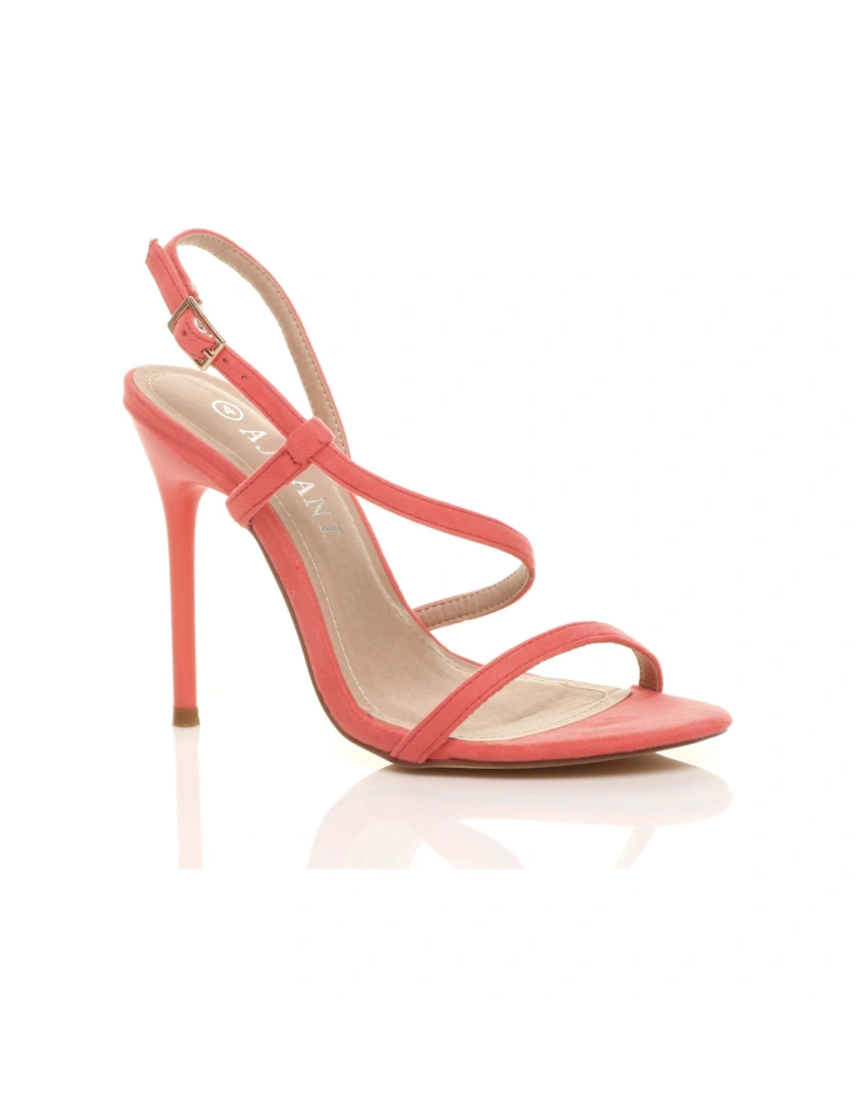 High Stiletto Heel Party Barely There Faux Suede Strappy Heels