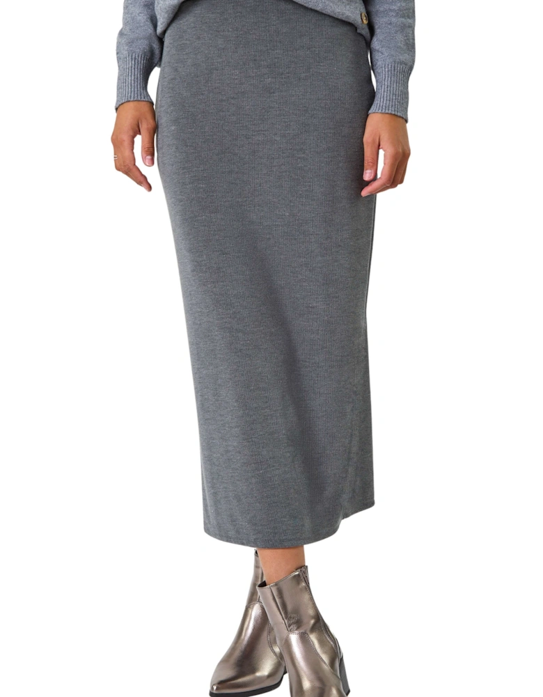 Soft Touch Rib Midi Skirt