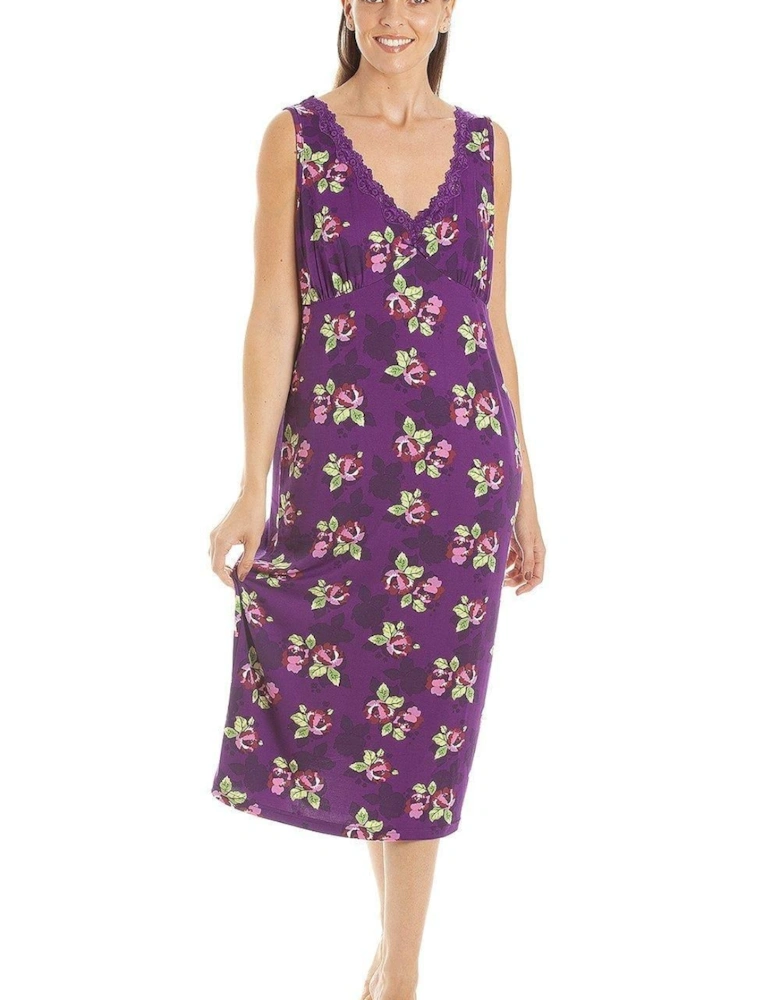 Floral Print Spandex Knee Length Chemise