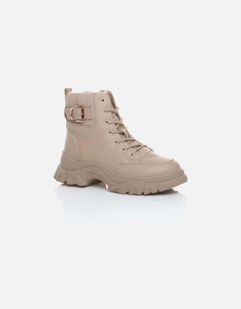 Low  Heel Chunky Flatform  Ankle Boots