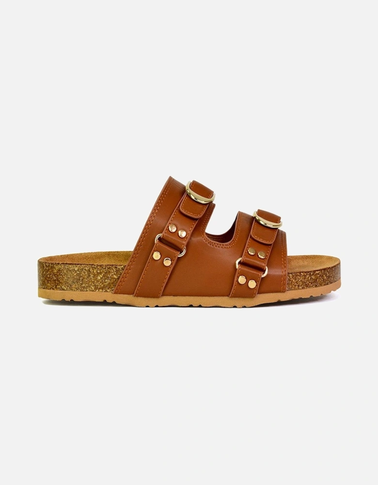'Evan' Strappy Slip On  Buckle Flat Sandal Sliders
