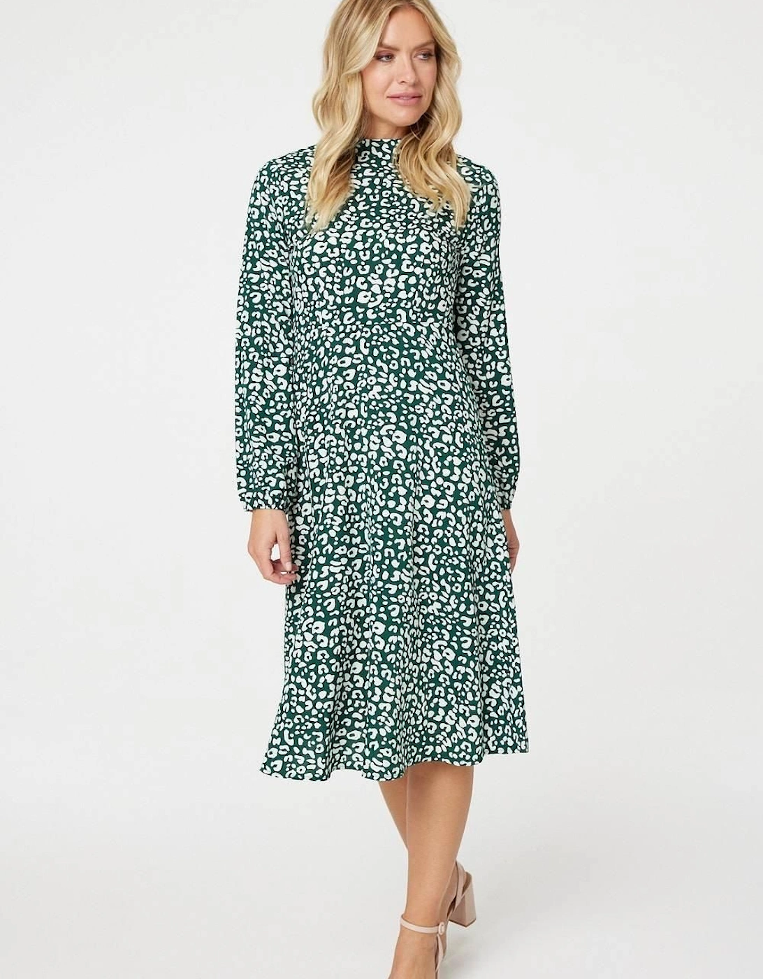 Leopard Print High Neck Tea Dress, 2 of 1