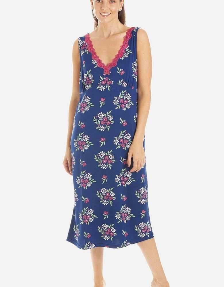 Floral Print Spandex Knee Length Chemise