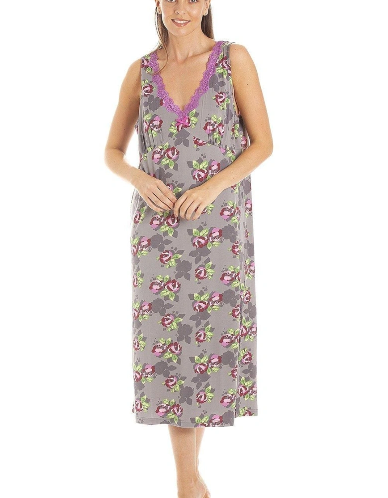 Floral Print Spandex Knee Length Chemise