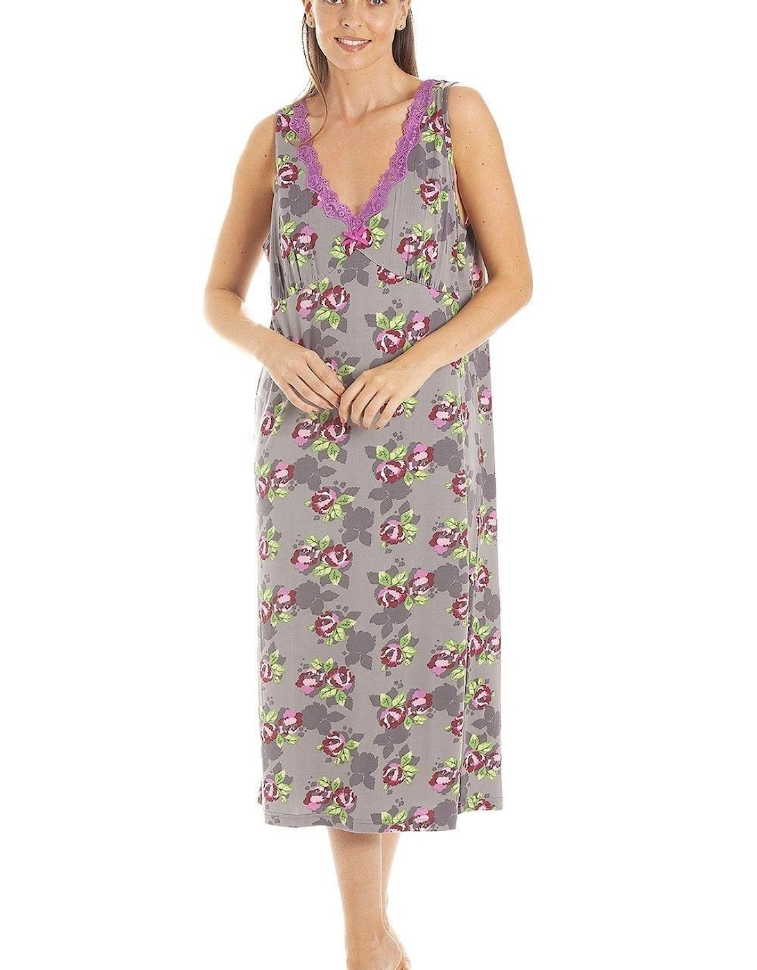 Floral Print Spandex Knee Length Chemise, 2 of 1