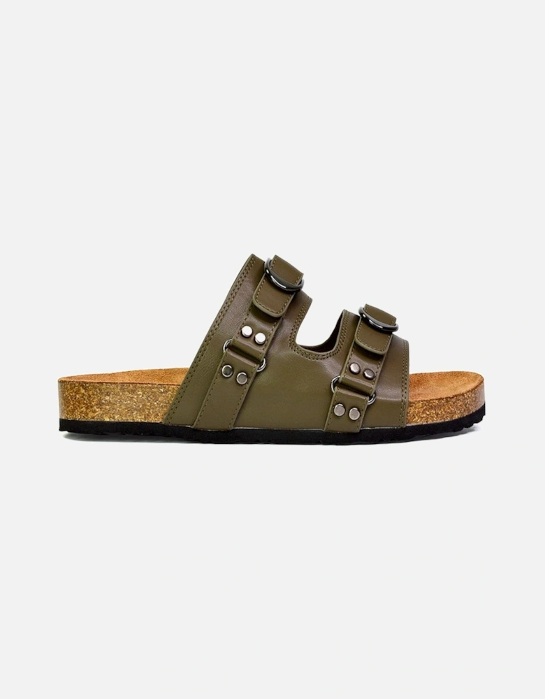'Evan' Strappy Slip On  Buckle Flat Sandal Sliders