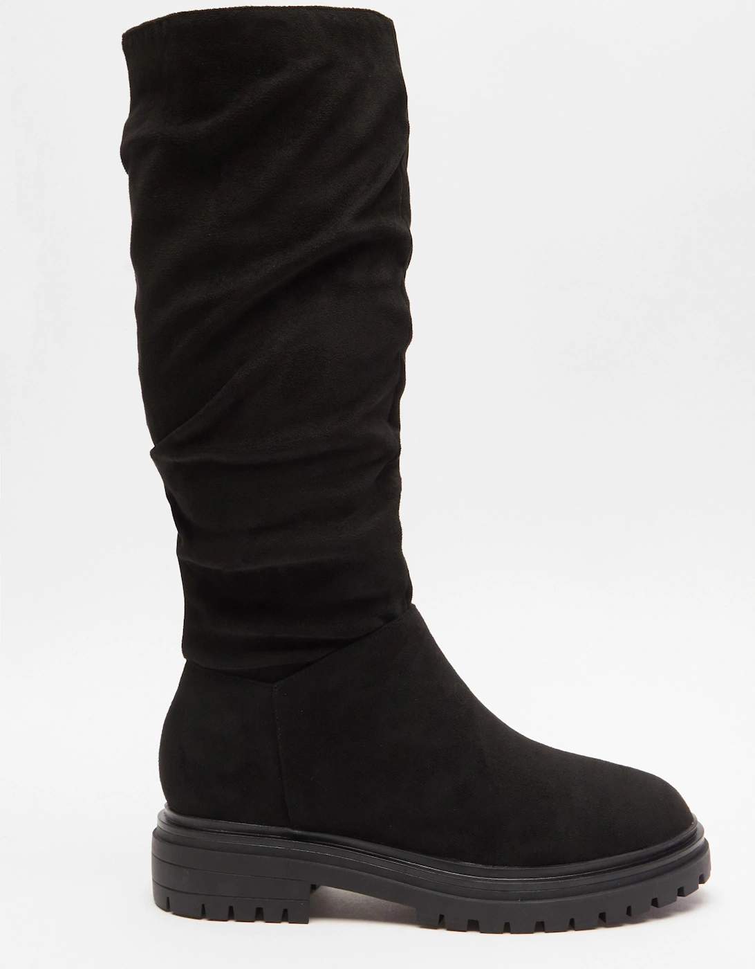 Black Faux Suede Ruched Boots, 2 of 1