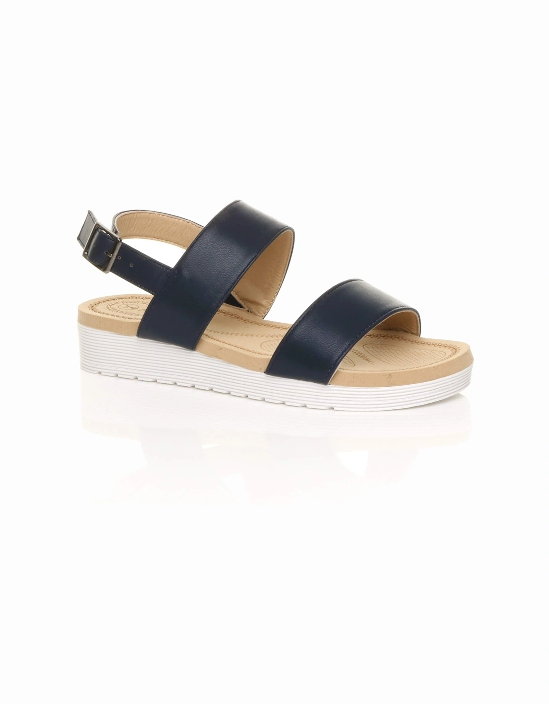 Low Wedge Heel Strappy Faux Leather Flatforms, 2 of 1