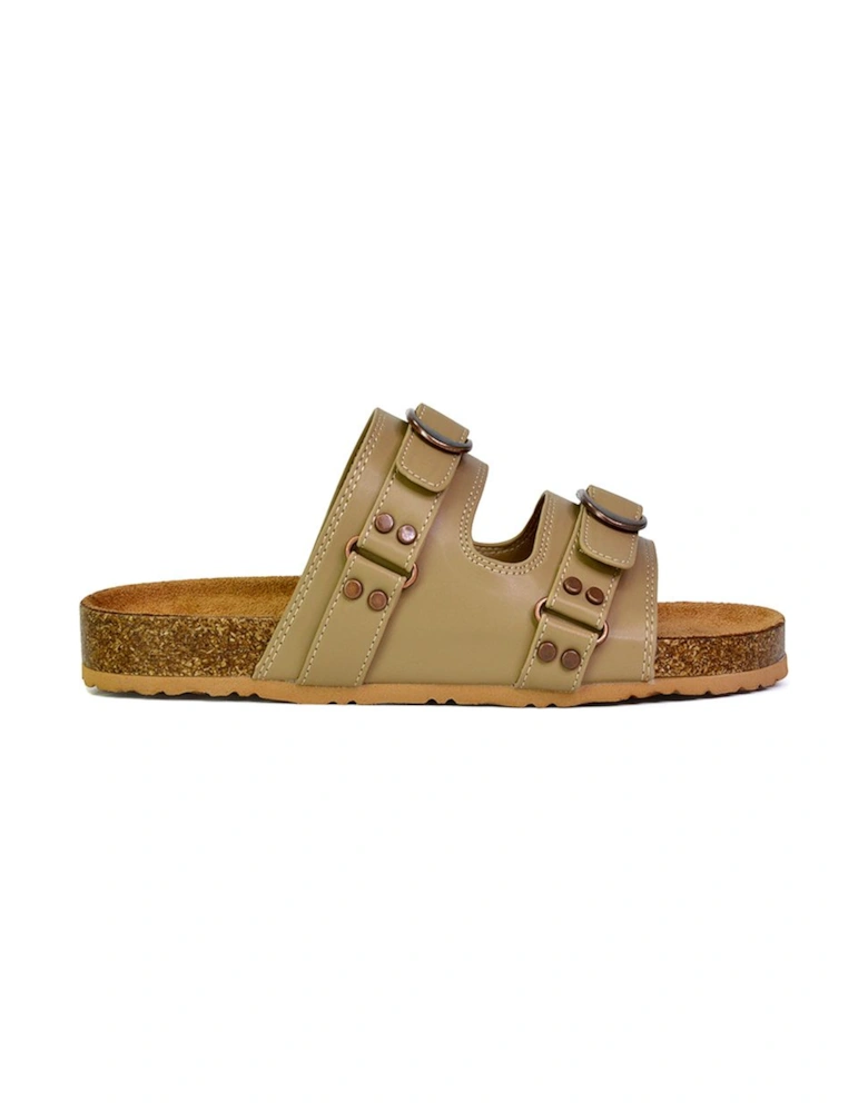 'Evan' Strappy Slip On  Buckle Flat Sandal Sliders