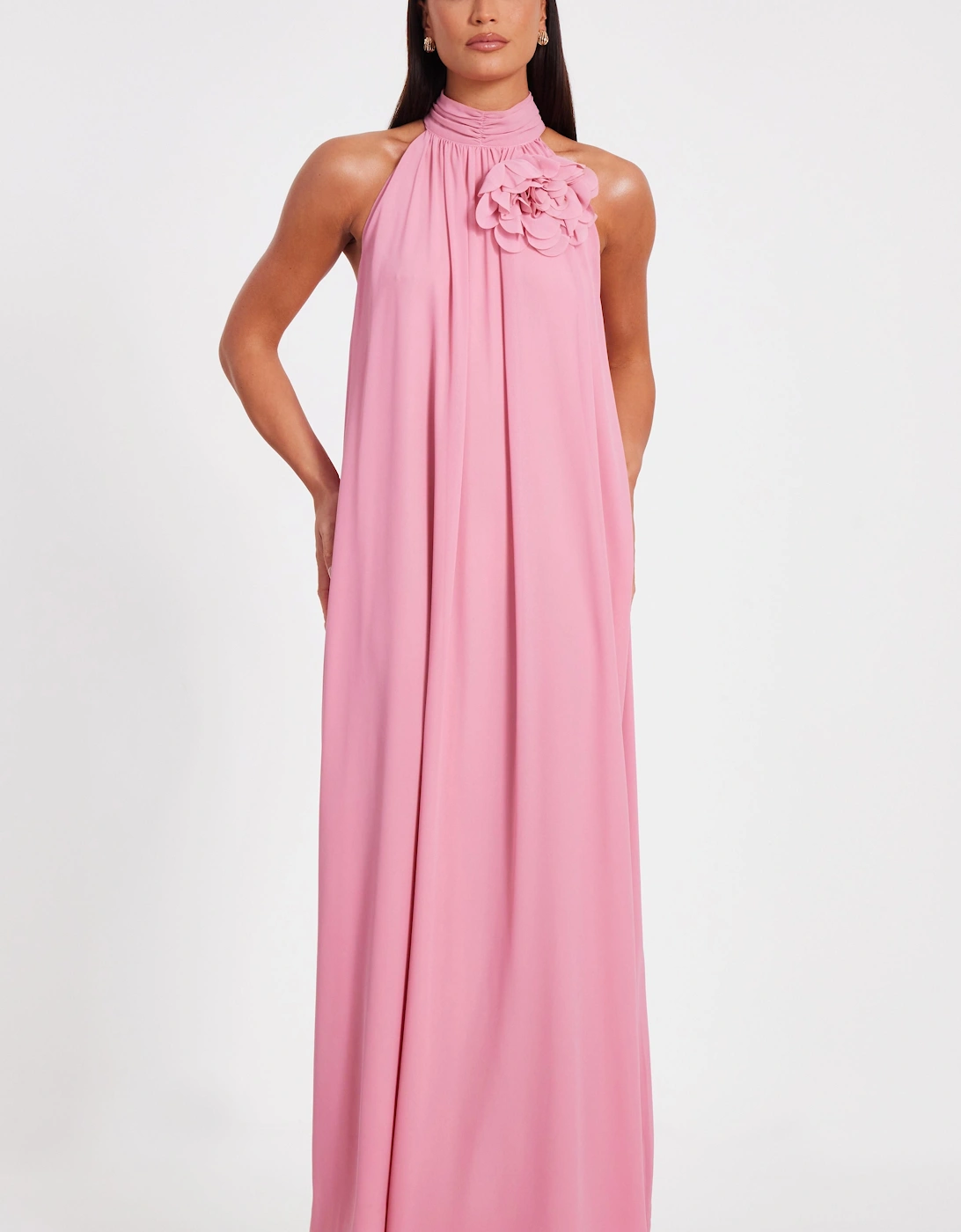 Pink Chiffon Corsage Maxi Dress, 2 of 1