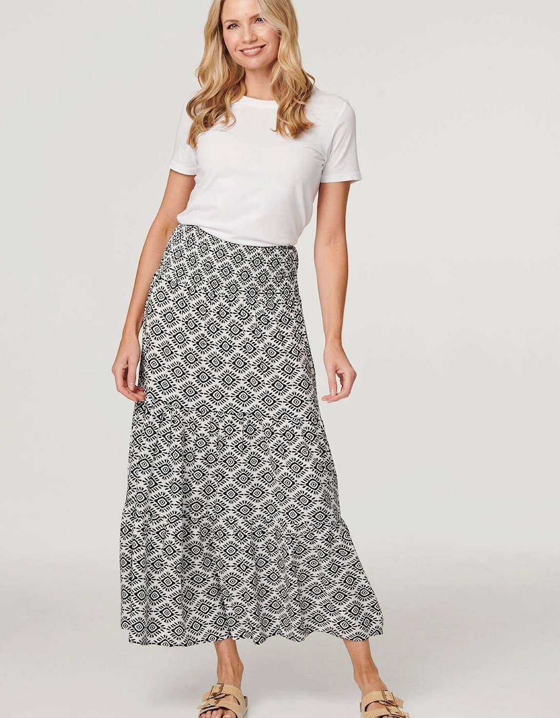 Geo Print High Waist Maxi Skirt, 2 of 1