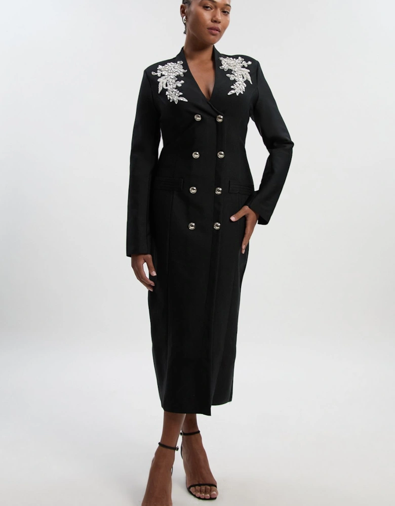 Plus Size Bandage Form Fitting Embellished Maxi Dress