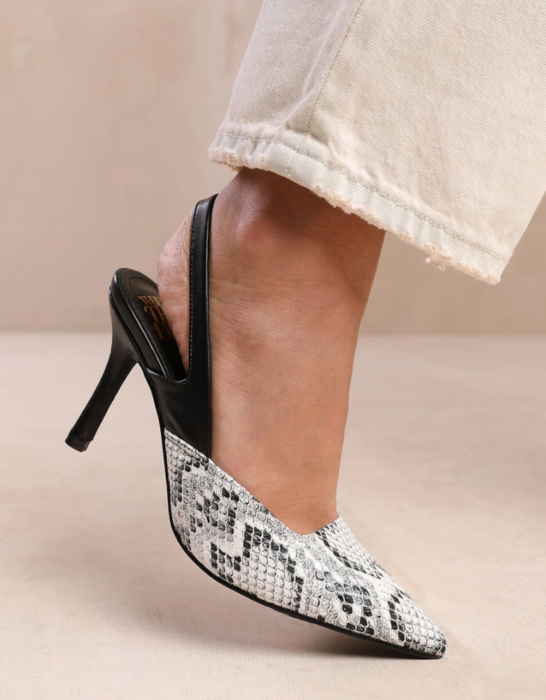 'Cairo' Wide Fit Pointed Toe Slingback Mid Heels