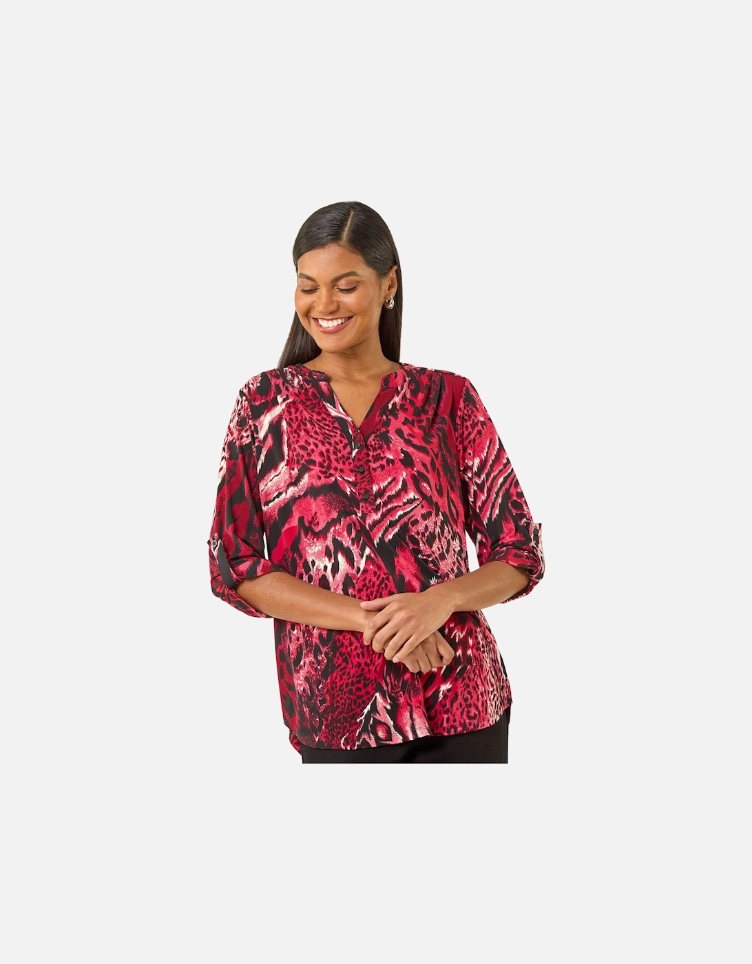 Animal Puff Print Stretch Shirt, 2 of 1