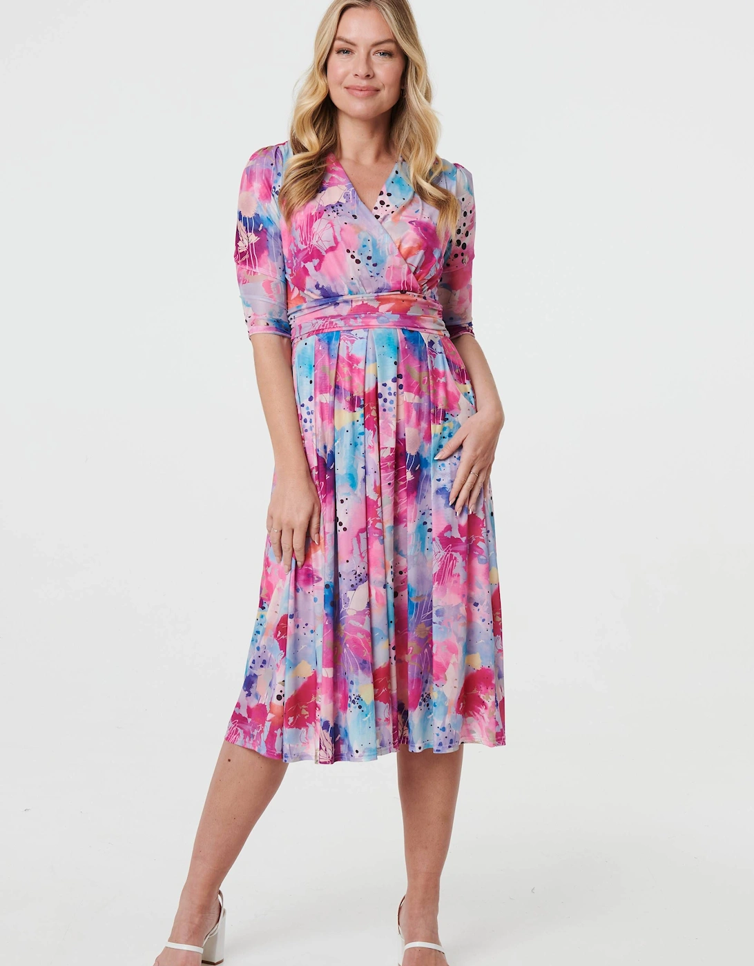 Abstract 3/4 Sleeve Midi Wrap Dress, 2 of 1