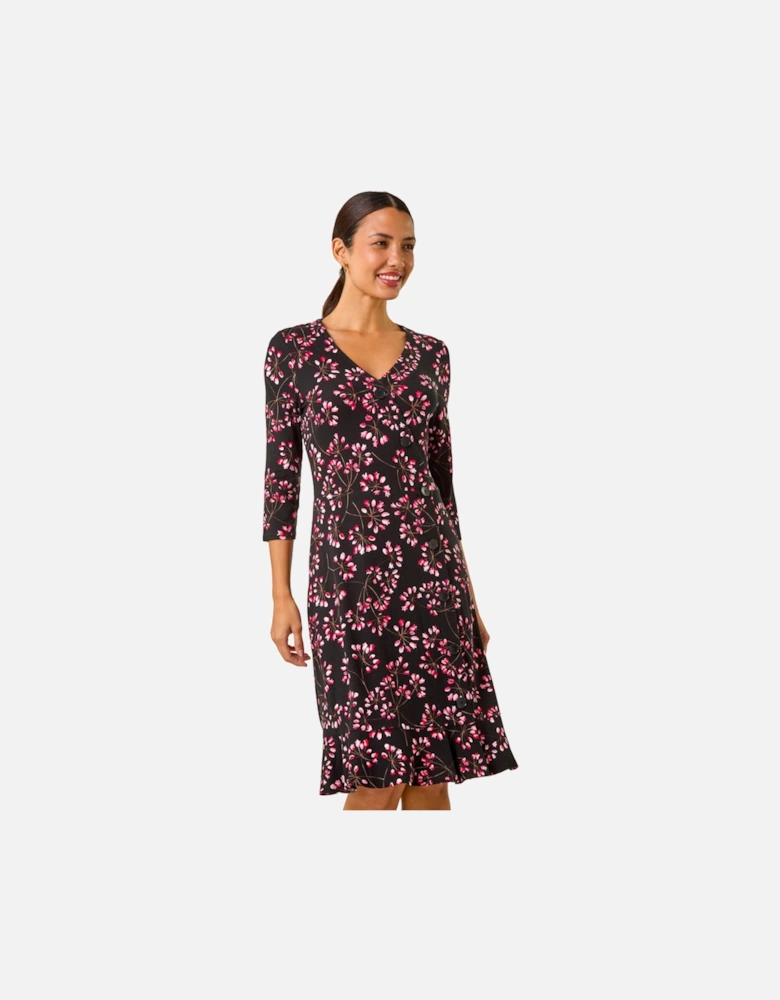 Ditsy Floral Print Stretch Dress