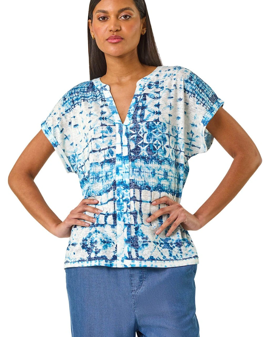 Burnout Print Lace Shoulder Top, 2 of 1