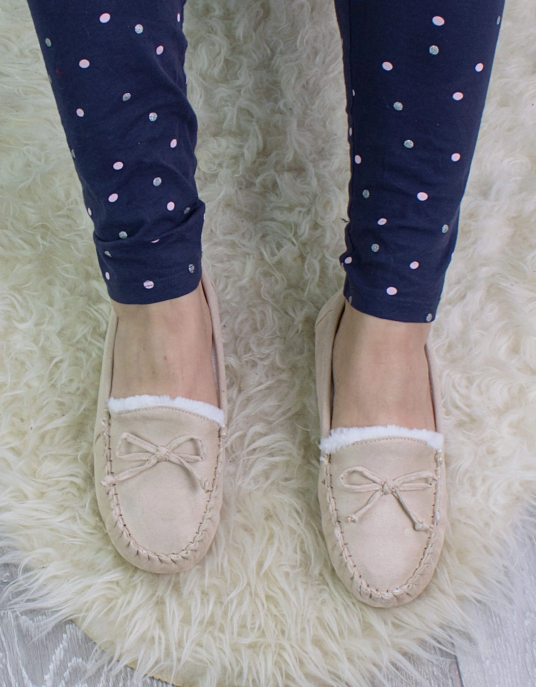 Heel Faux Fur Lined Boat Shoes Moccasin  Slippers, 2 of 1