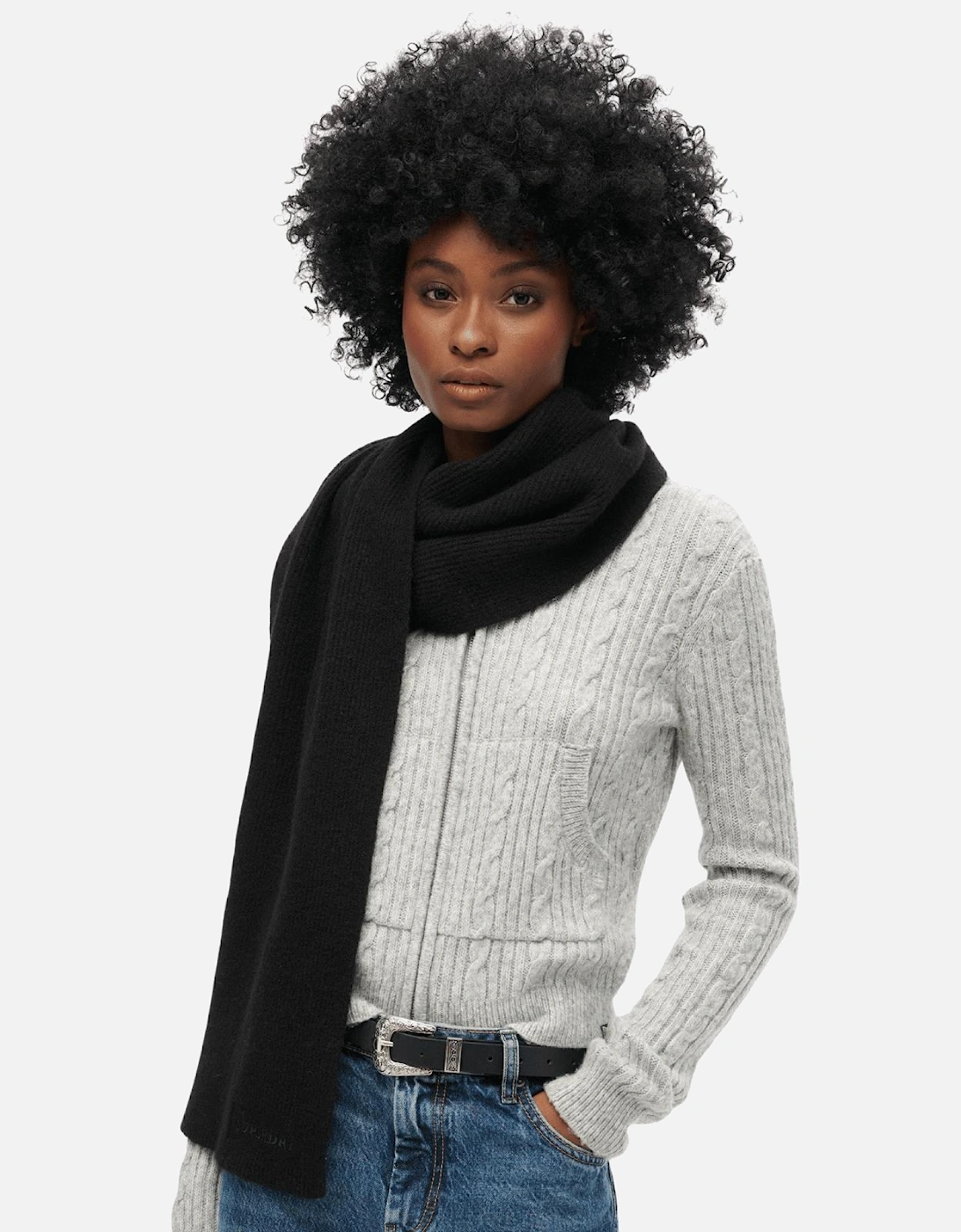 Womens Soft Rib Knit Scarf, 2 of 1
