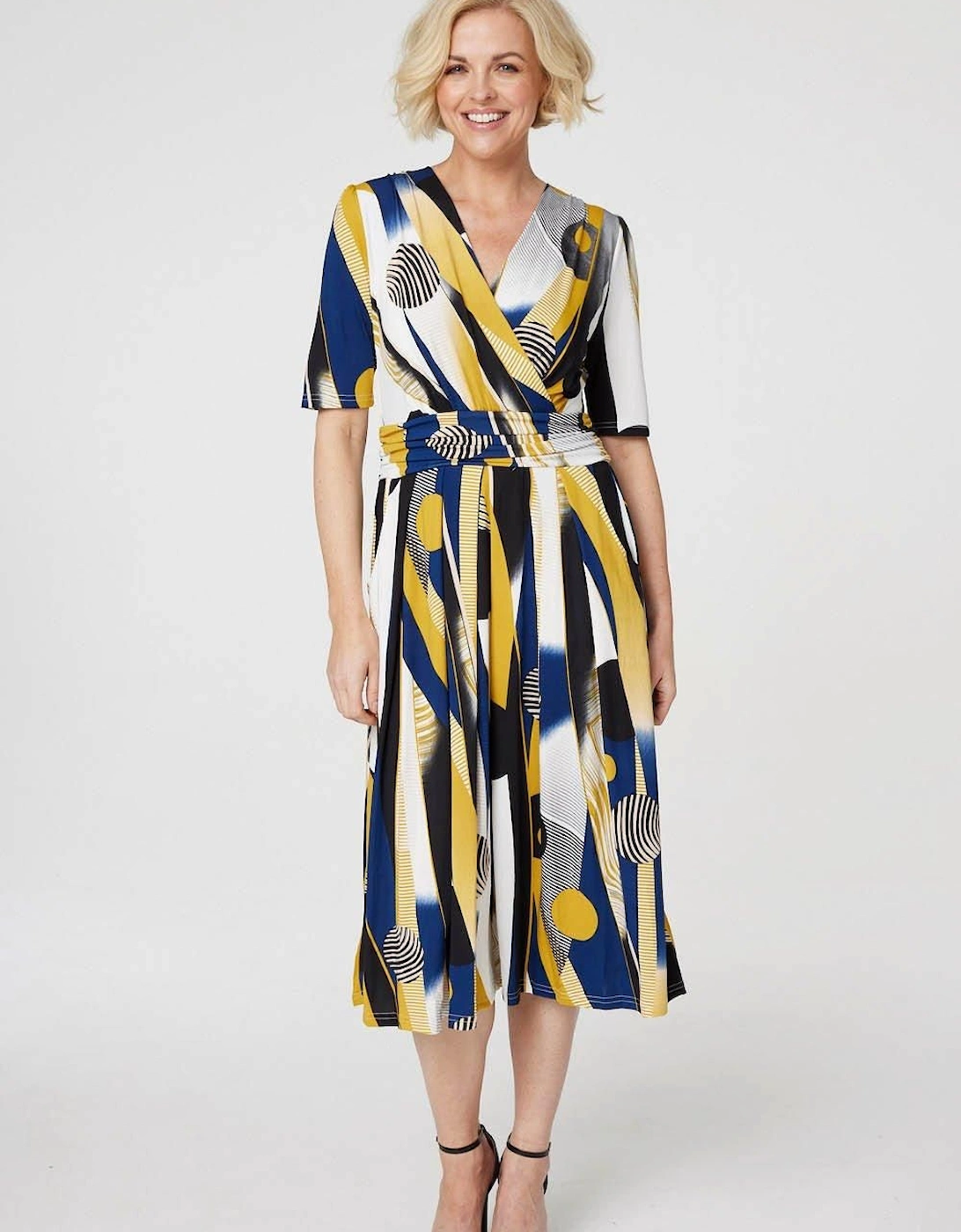 Printed Wrap Front Midi Dress, 2 of 1