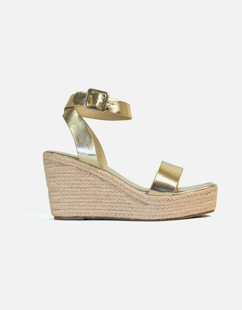 'Linda' Strappy Platform Woven Wedge Heel Sandals