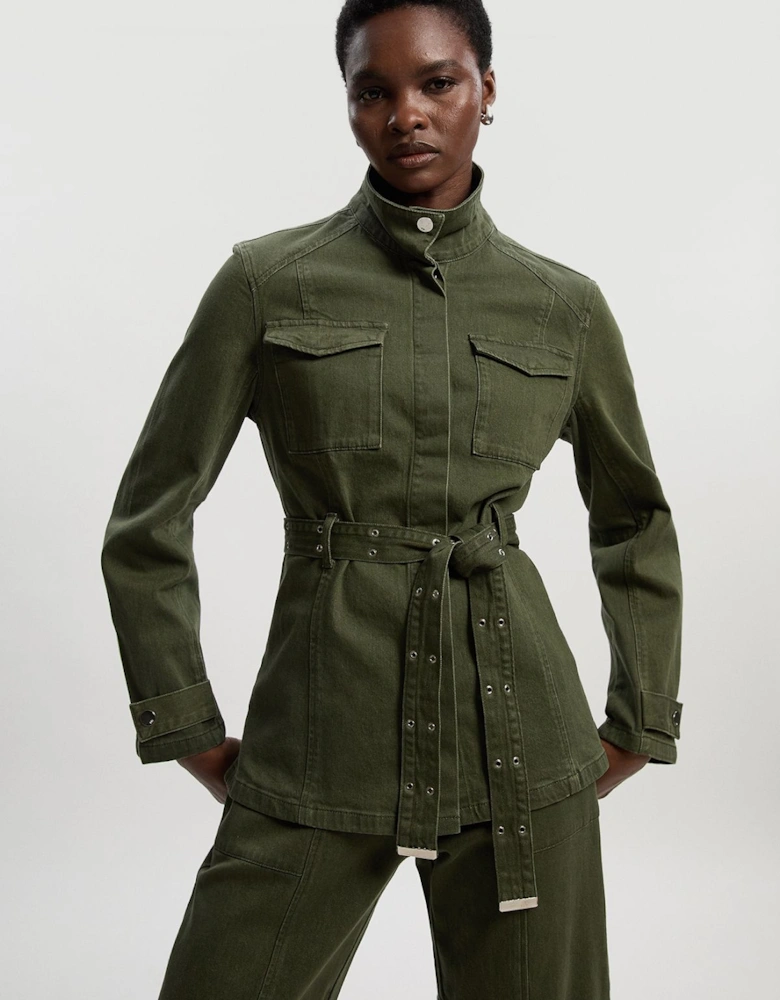 Denim Utility Belted Jacket