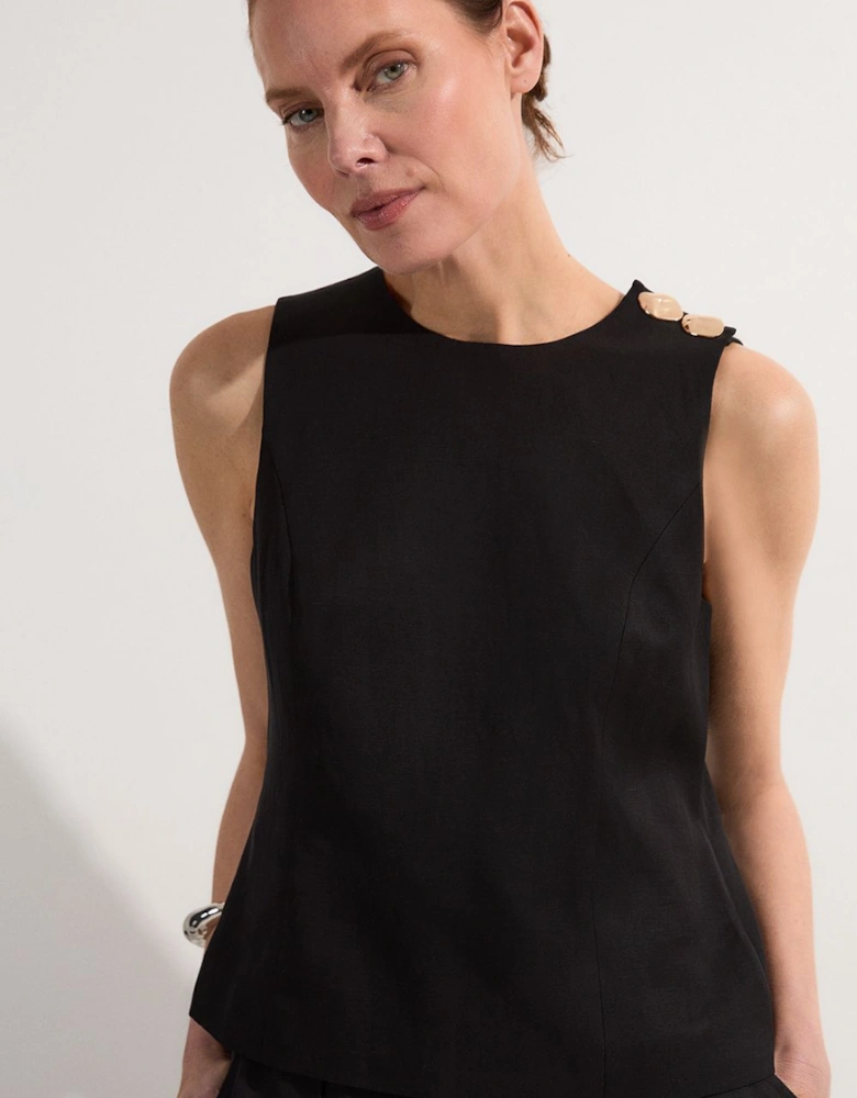 Viscose Linen Tailored Button Shell Top