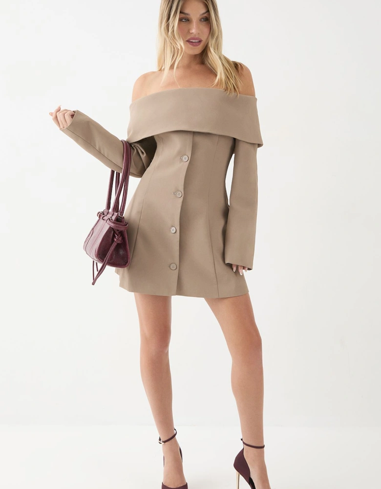 Tailored Bardot Blazer Mini Dress