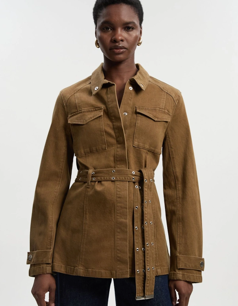 Denim Utility Belted Jacket