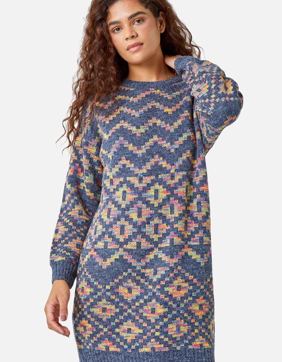 Geometric Print Jacquard Jumper Dress, 2 of 1