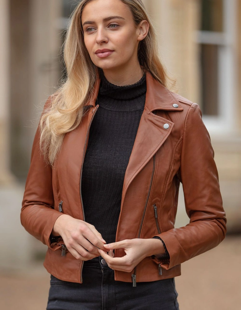 'Fia' Real Leather Biker Jacket Women Coat