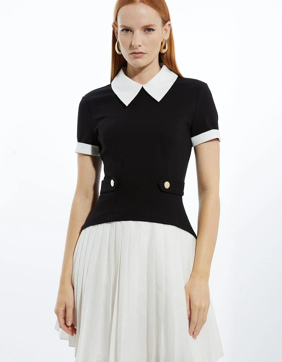 Jersey Cotton Poplin Pleated Mini Dress, 2 of 1