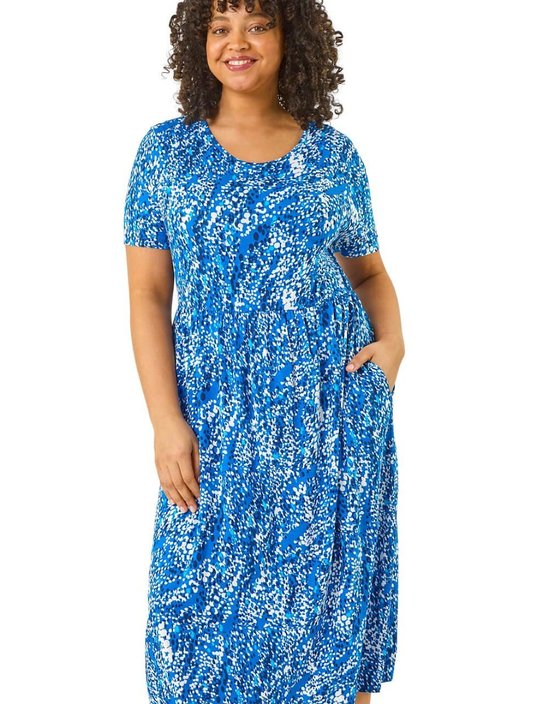Curve Spot Print Stretch Midi Dress, 2 of 1