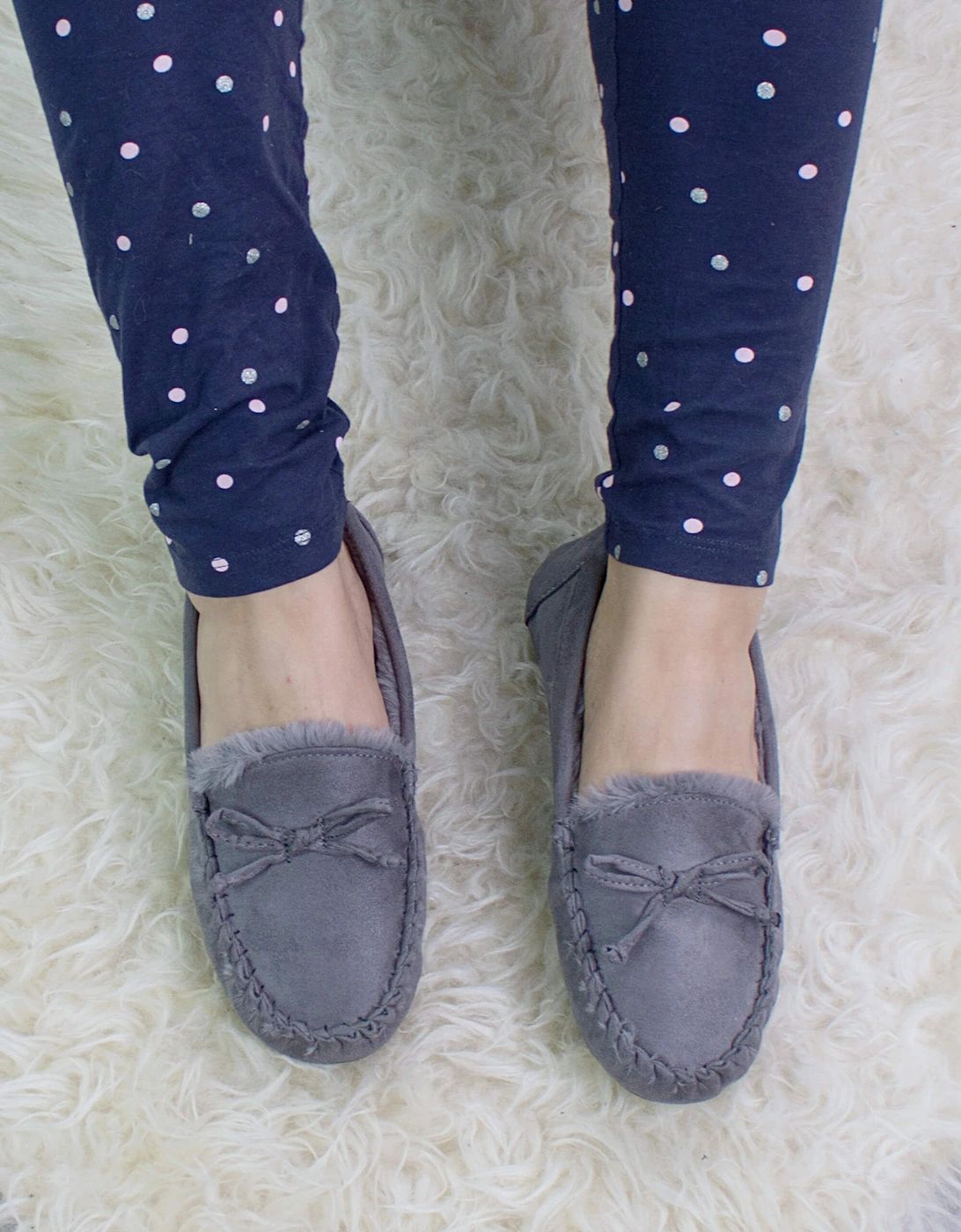 Heel Faux Fur Lined Boat Shoes Moccasin  Slippers, 2 of 1