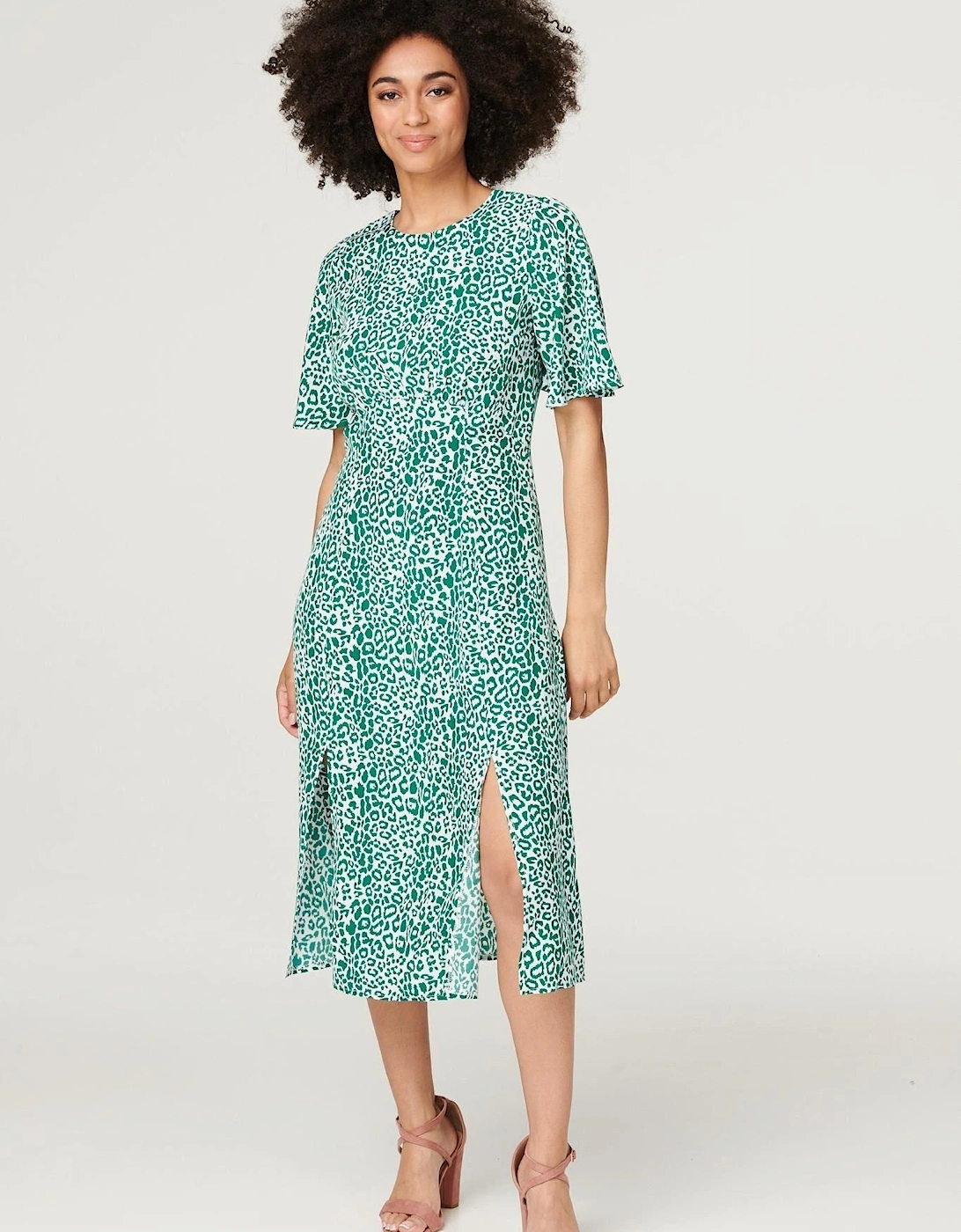 Printed Angel Sleeve Tea Dress, 2 of 1